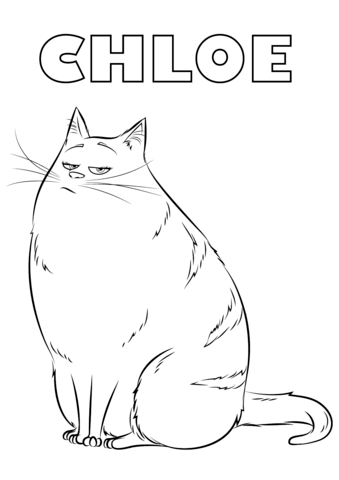 Desenho da Pet Gata Chloe da Vida Secretá dos Nossos Bichos para Colorir