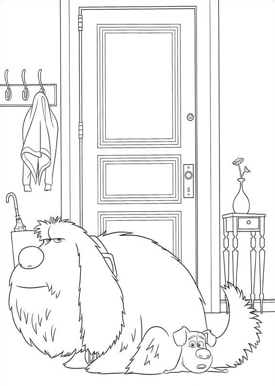 Desenho de Duke com Max a Vida Secretá dos Nossos Bichos para Colorir