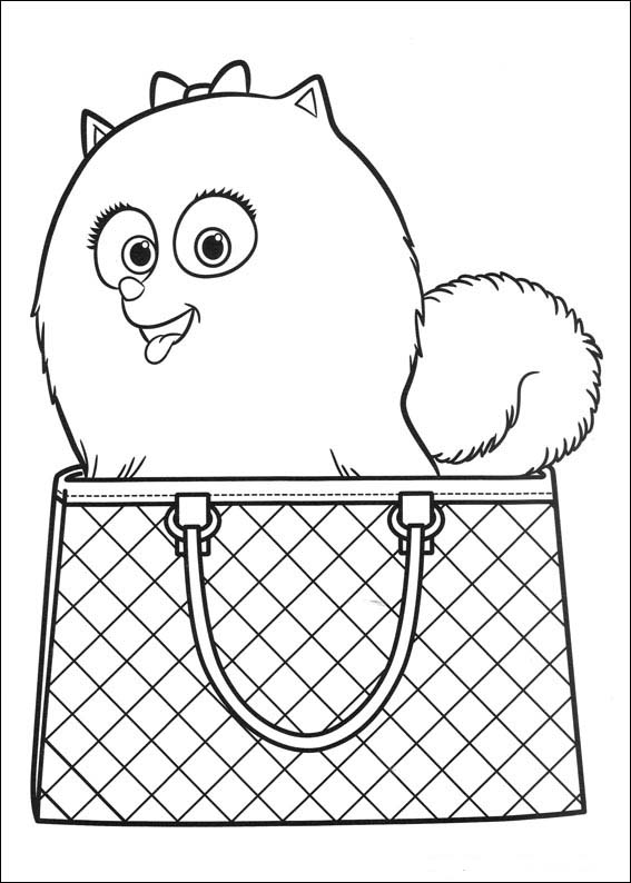 Desenho de Gigi na Bolsa Filme Pets para Colorir de Graça em Pdf e Pintar