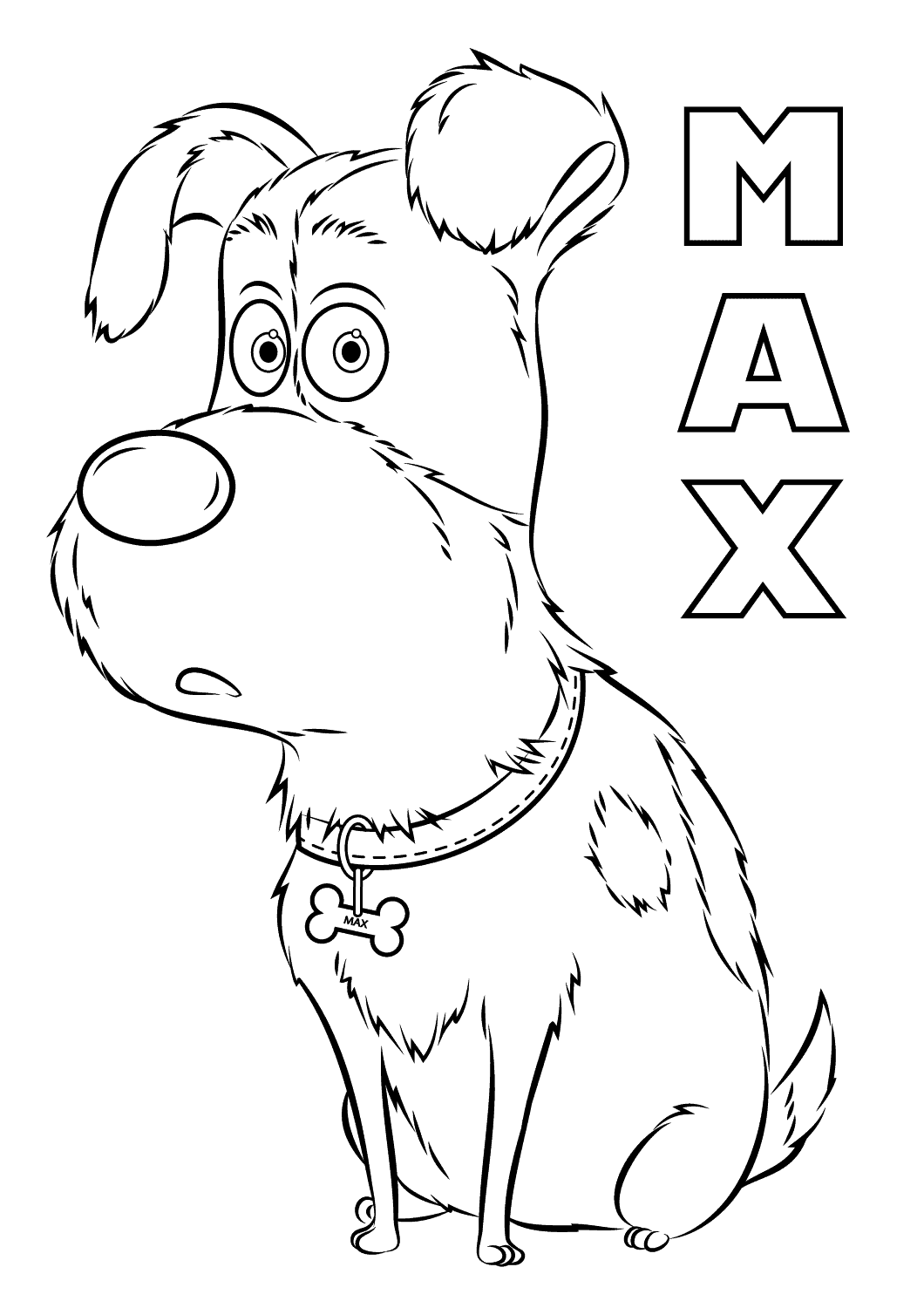 Desenho de Max a Vida Secretá dos Nossos Bichos para Colorir e Pintar