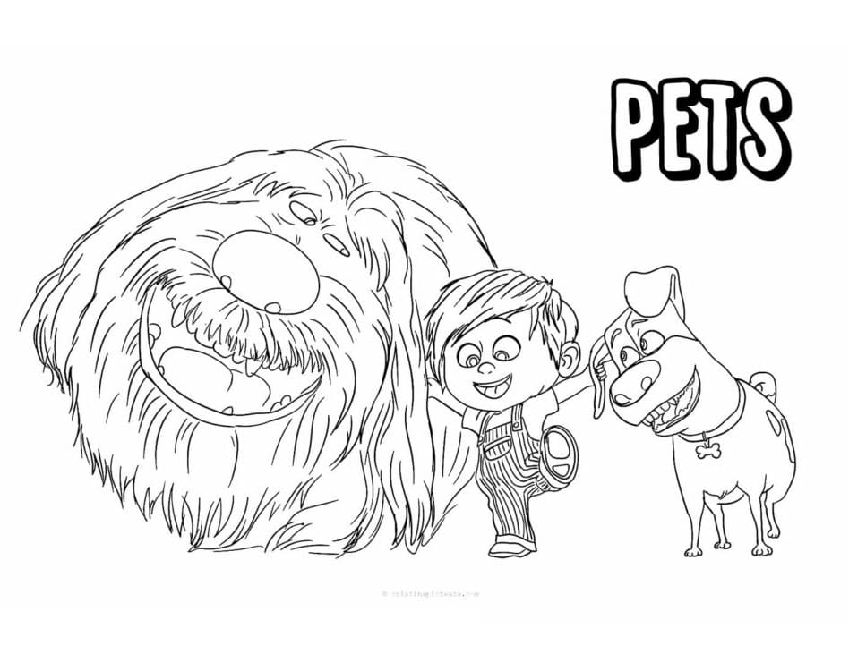 Desenho de Pets a Vida Secretá dos Bichos para Colorir com Tinta Guache e Pintar