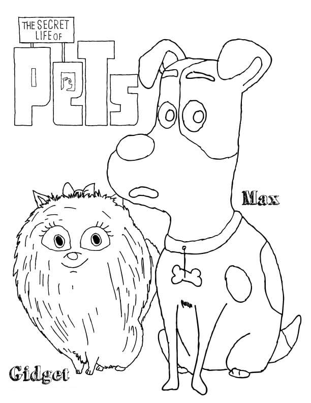 Desenho Max e Gidget para Colorir e Pintar