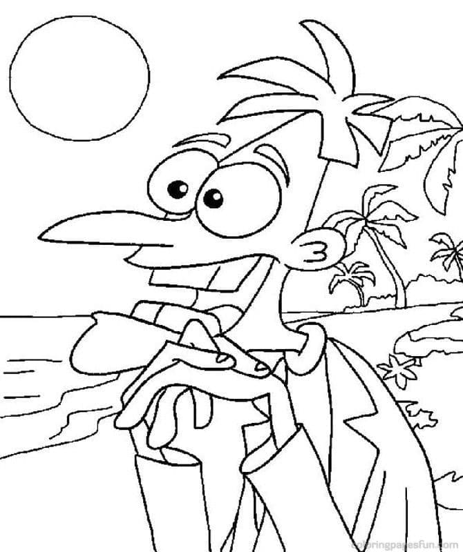Desenho de Dr Heinz Doofenshmirtz de Phineas e Ferb para Colorir e Pintar