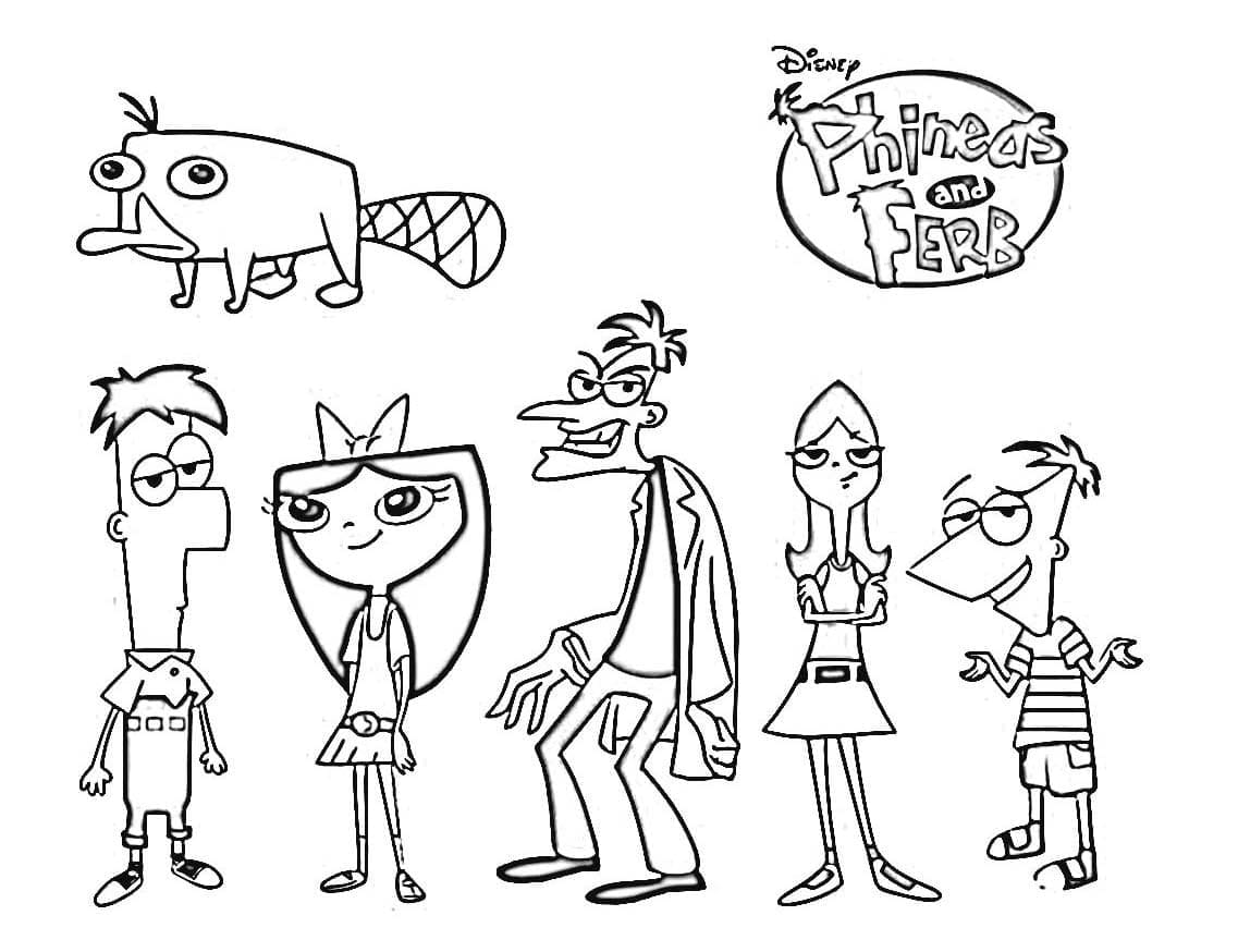 Desenho de Personagens em Phineas e Ferb para Colorir e Pintar