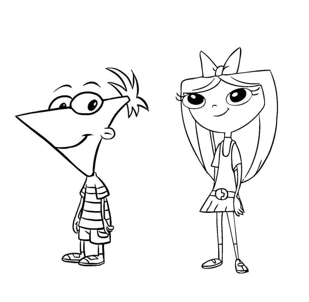 Desenho de Phineas e Isabella para Colorir e Pintar