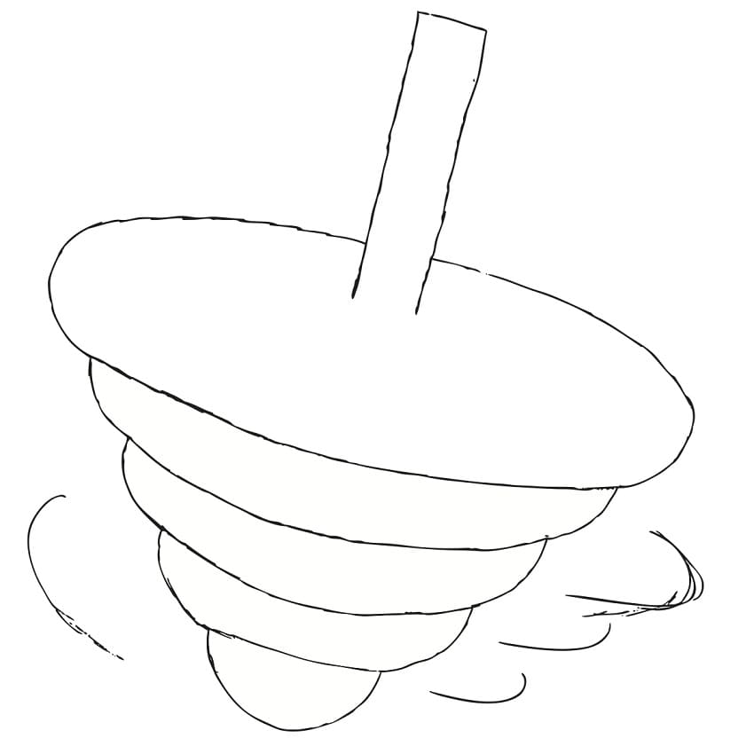 Desenho de Pião para Colorir Giz de Cera e Pintar