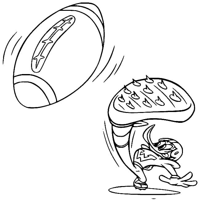 Desenho de Picá Pau Jogá Rugbi para Colorir e Pintar