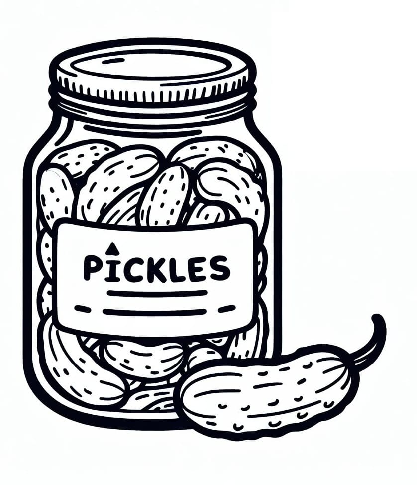 Desenho de Pote de Picles para Colorir e Pintar