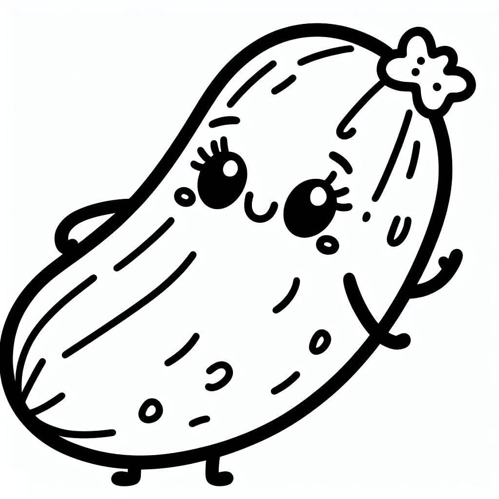 Desenho de um Picles Adorável para Colorir e Pintar