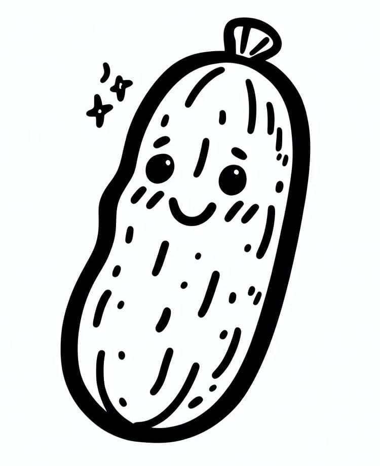 Desenho de um Picles Fofo para Colorir e Pintar