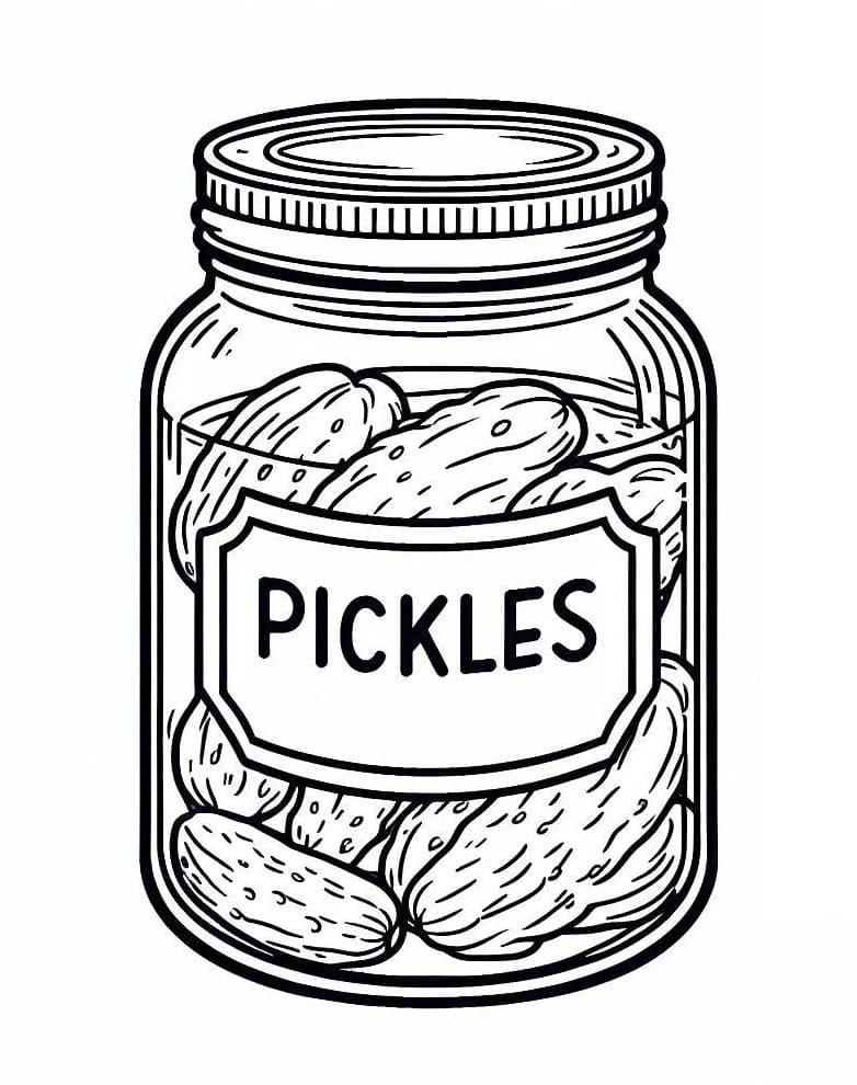 Desenho de um Pote de Picles para Colorir e Pintar