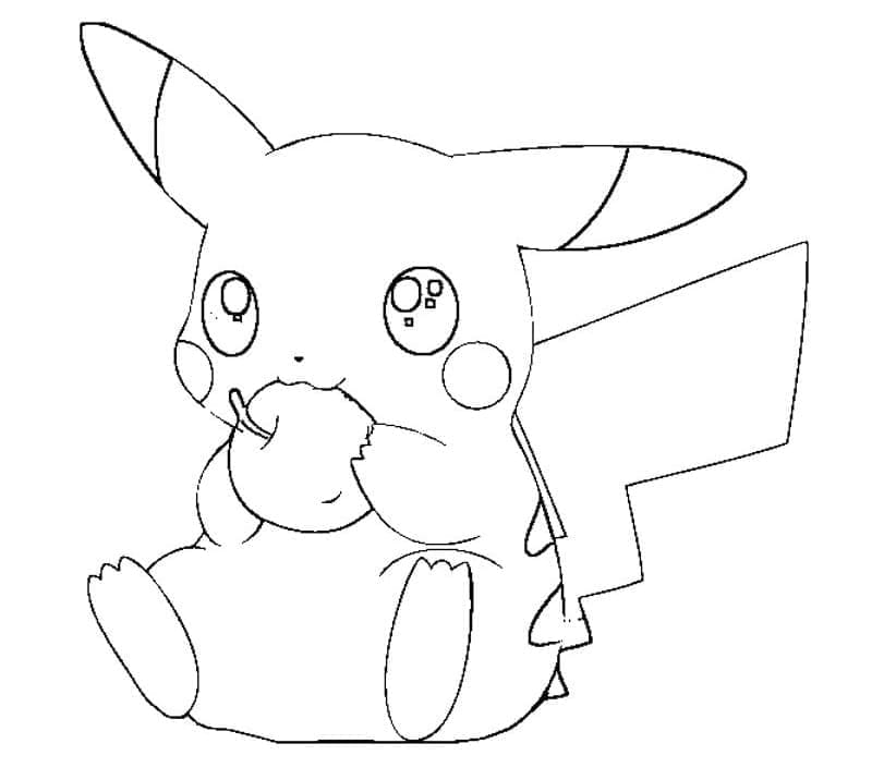 Desenho de Adorável Pikachu Pokemon para Colorir e Pintar