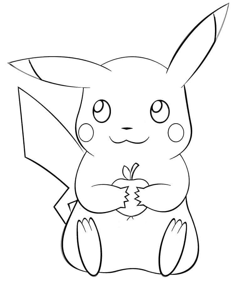 Desenho de Adorável Pikachu para Colorir e Pintar