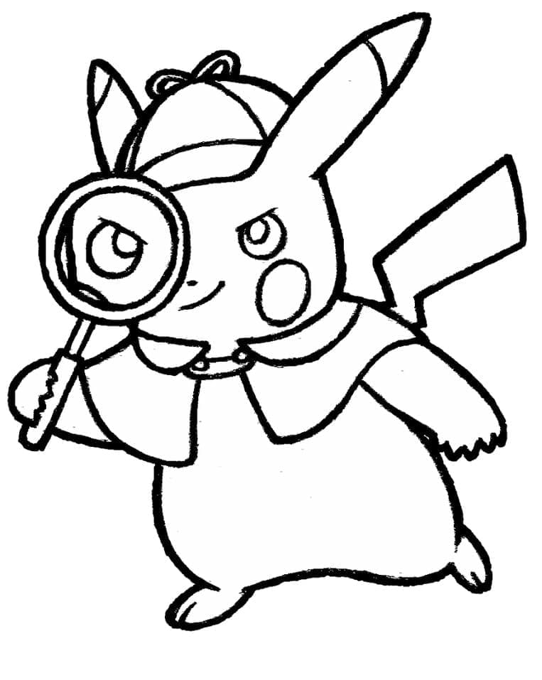 Desenho de Detetive Pikachu para Colorir e Pintar
