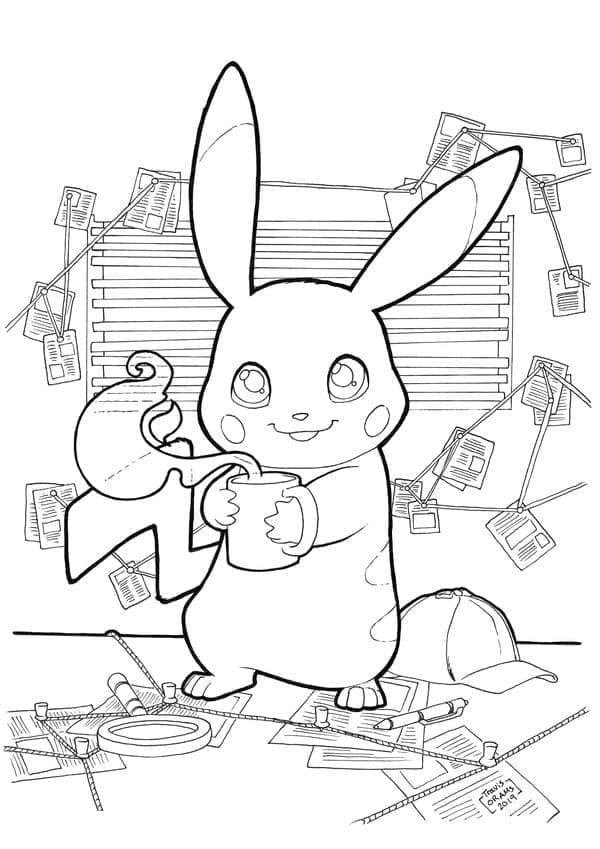 Desenho de Imprimivel Pikachu para Colorir e Pintar