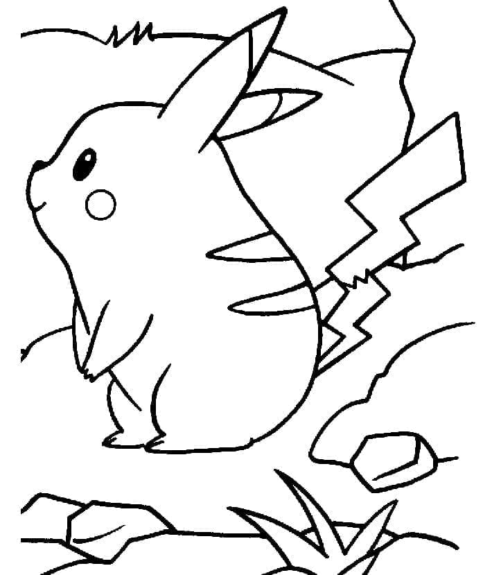 Desenho de Pequeno Pikachu para Colorir e Pintar