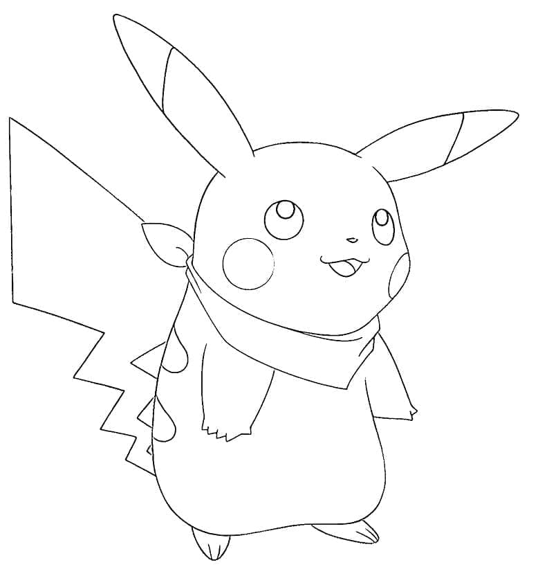 Desenho de Pikachu Feliz para Colorir e Pintar