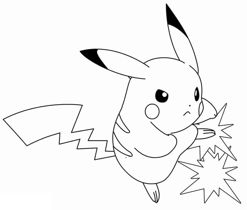 Desenho de Pikachu Irritado para Colorir e Pintar