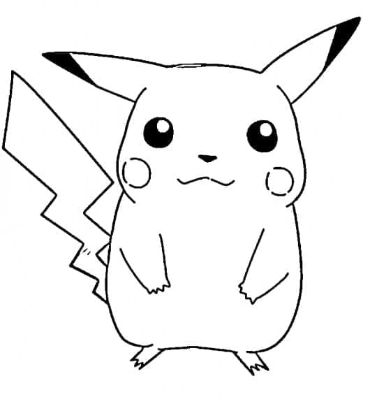 Desenho de Pikachu Muito Alegre para Colorir e Pintar