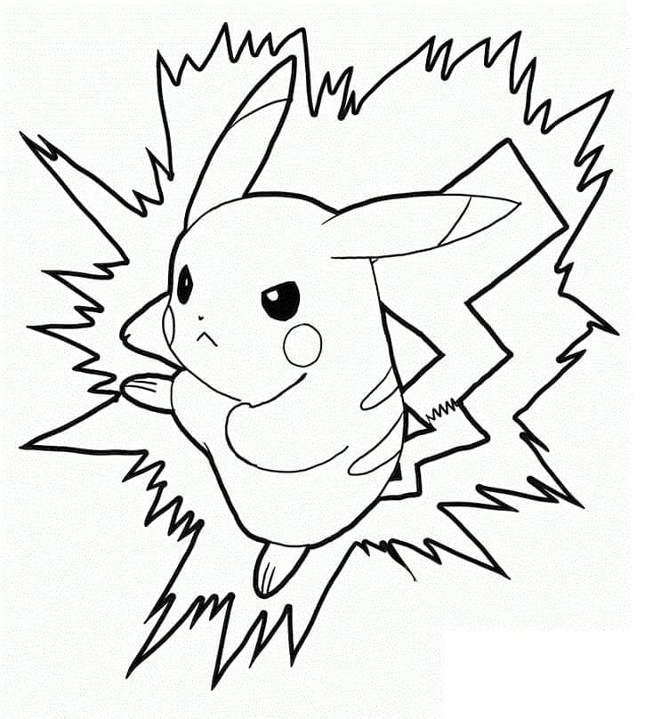 Desenho de Pikachu Muito Bravo para Colorir e Pintar