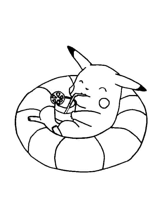 Desenho de Pikachu Relaxando para Colorir e Pintar