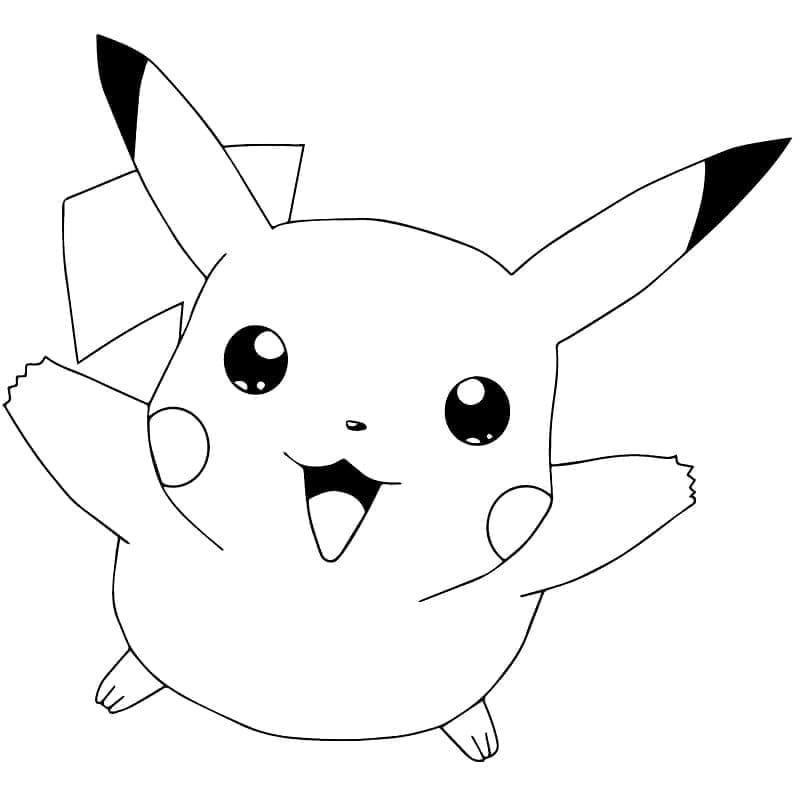 Desenho de Pikachu Simples para Colorir e Pintar