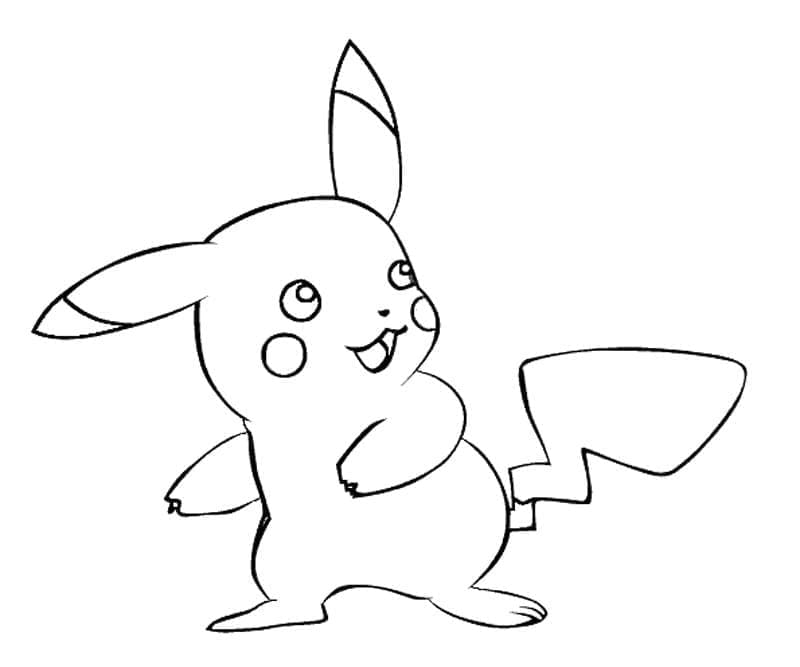 Desenho de Pikachu de Pokemon para Colorir e Pintar
