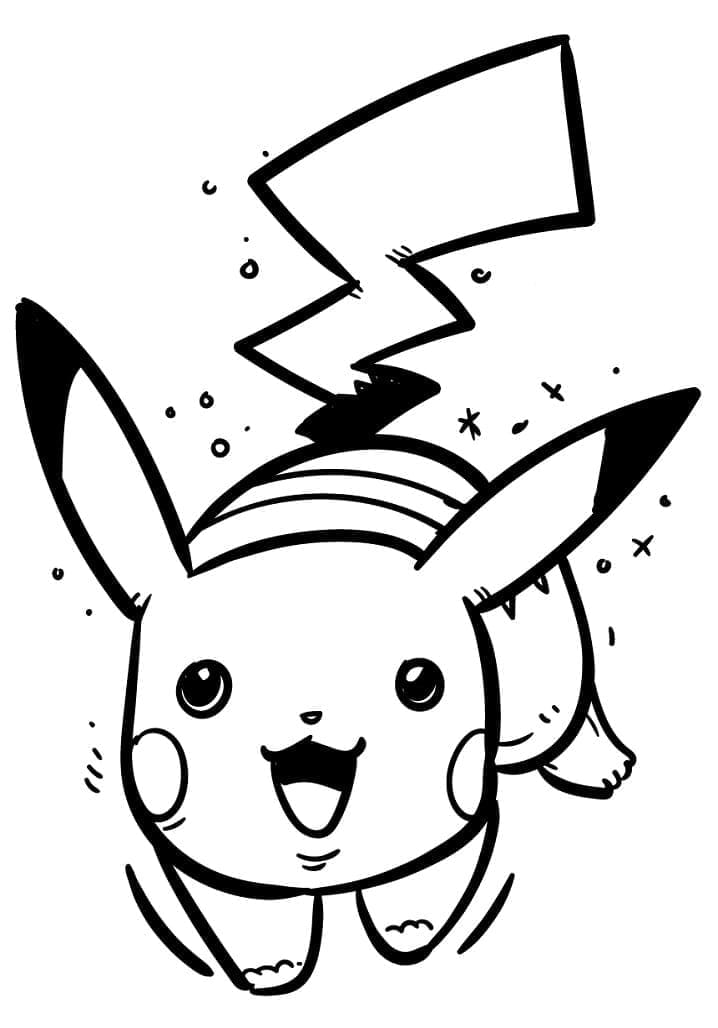 Desenho de Pokemon Pikachu Fofo para Colorir e Pintar