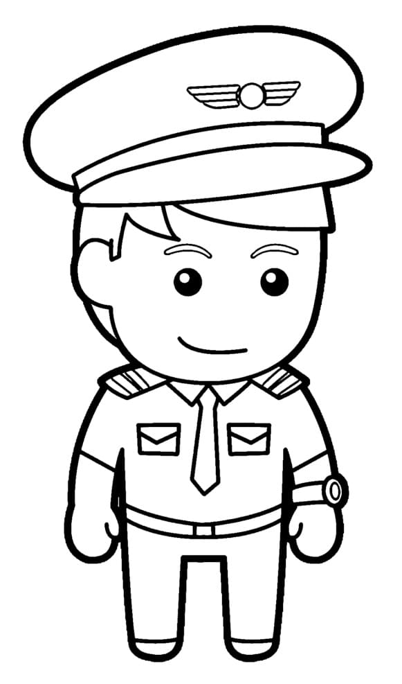 Desenho Pequeno Piloto para Colorir e Pintar