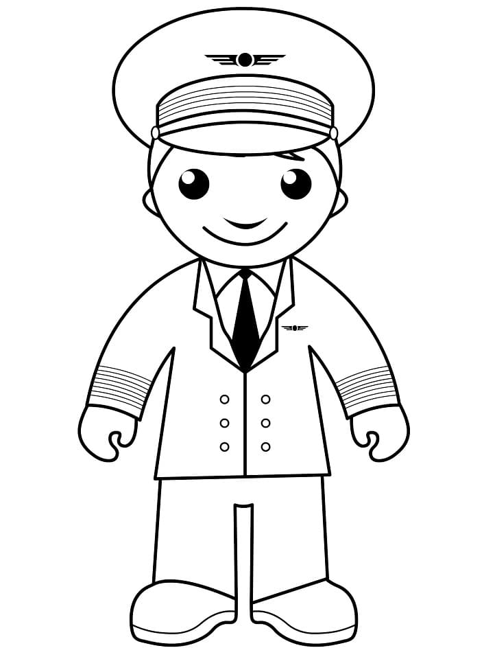 Desenho Piloto de Desenho Animado para Colorir e Pintar