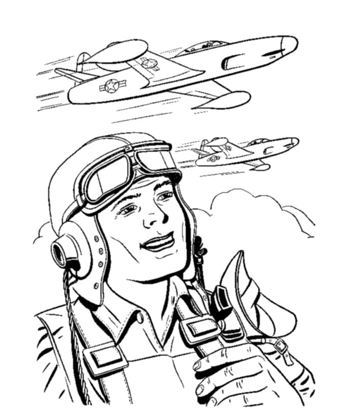 Desenho Piloto Sorrindo para Colorir e Pintar