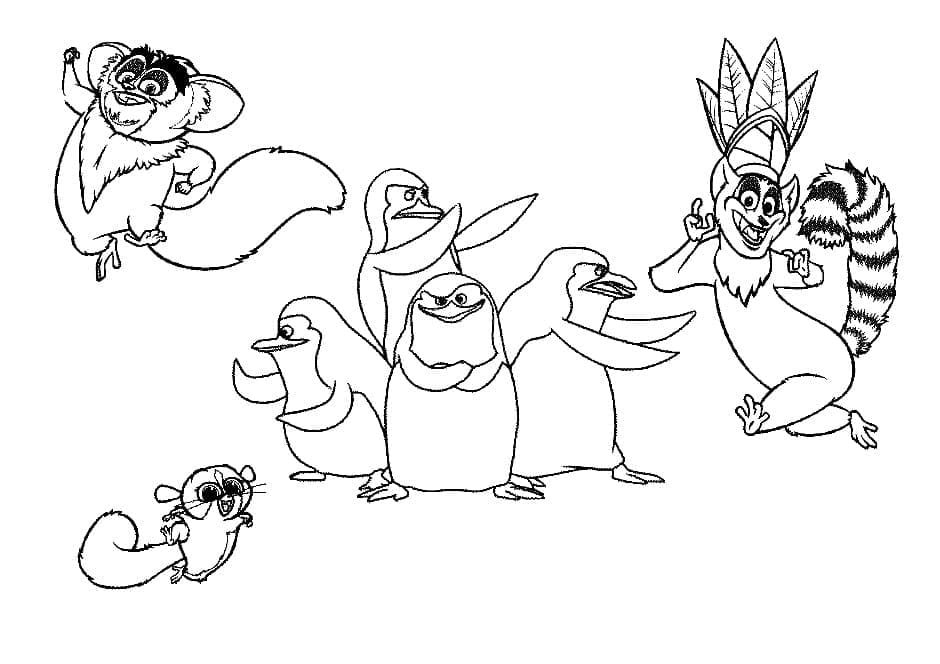 Desenho de Pinguins de Madagascar Download Grátis para Colorir e Pintar