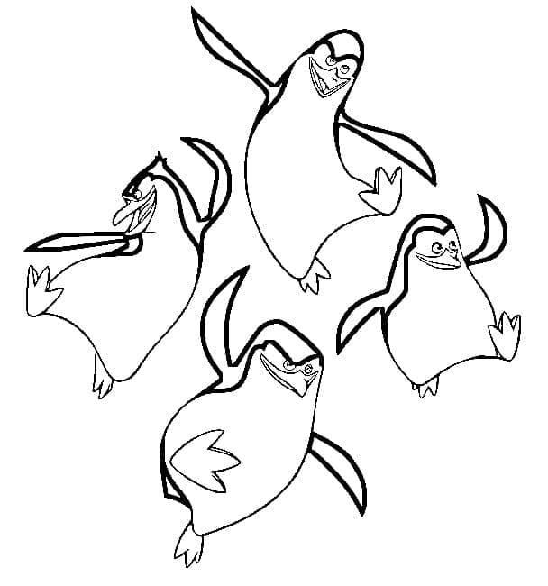 Desenho de Pinguins de Madagascar Imprimivel para Pintar