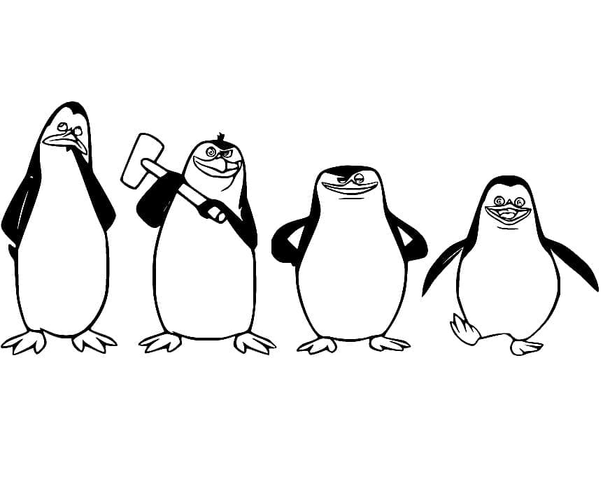 Desenho de Pinguins de Madagascar para Colorir e Imprimir Pdf e Pintar