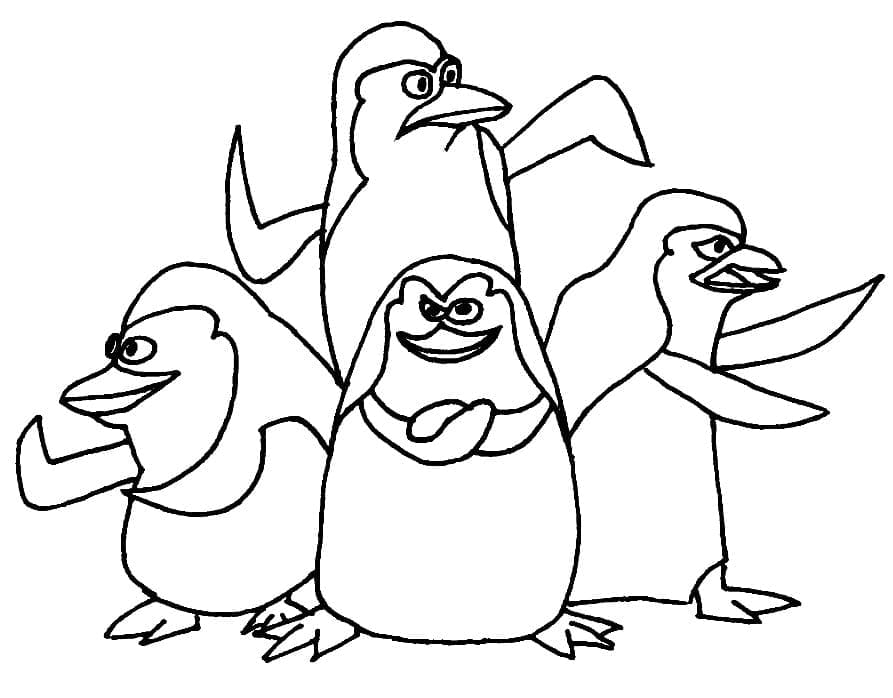 Desenho de Pinguins de Madagascar para Colorir Giz de Cera e Pintar