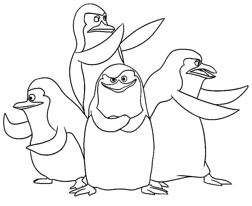Desenho de Pinguins de Madagascar para Colorir Pdf e Pintar