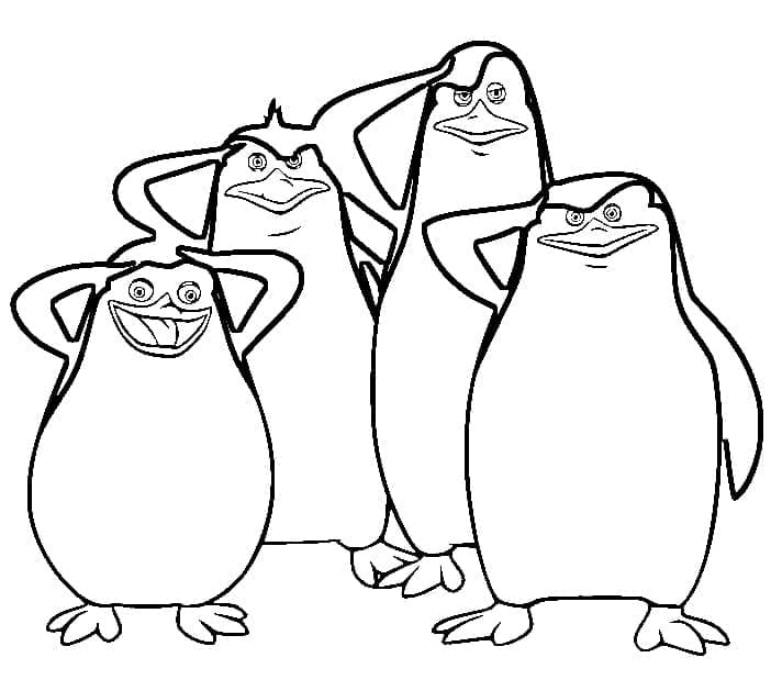 Desenho de Pinguins de Madagascar para Imprimir e Colorir e Pintar