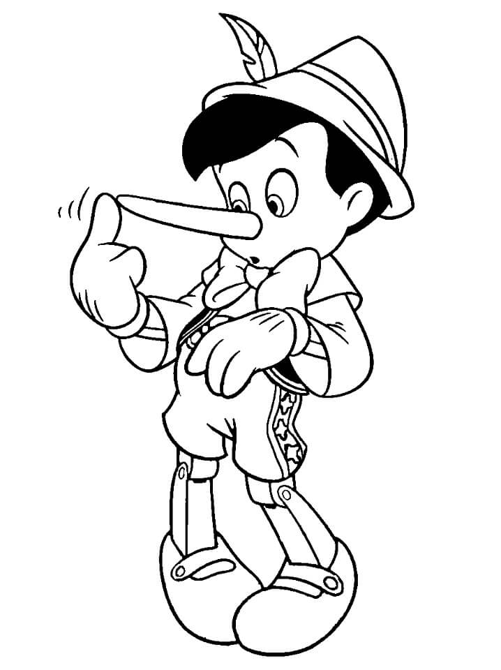 Desenho de Pinoquio com Jiminy Cricket para Colorir e Pintar
