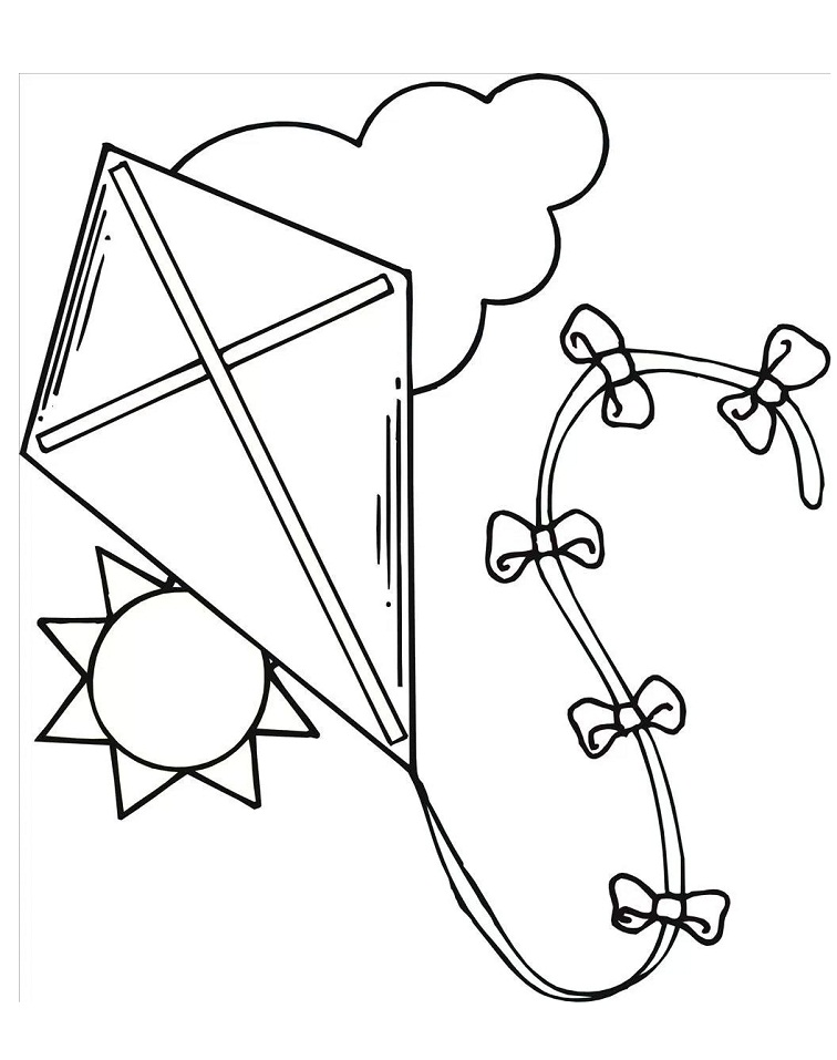 Desenho de Pipa Tradicional para Colorir e Pintar