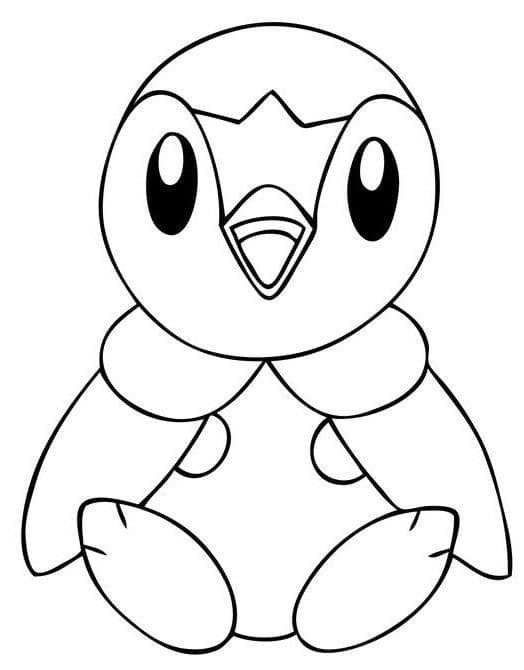 Desenho de Adorável Piplup para Colorir e Pintar