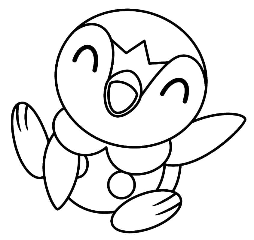 Desenho de Piplup Feliz para Colorir e Pintar