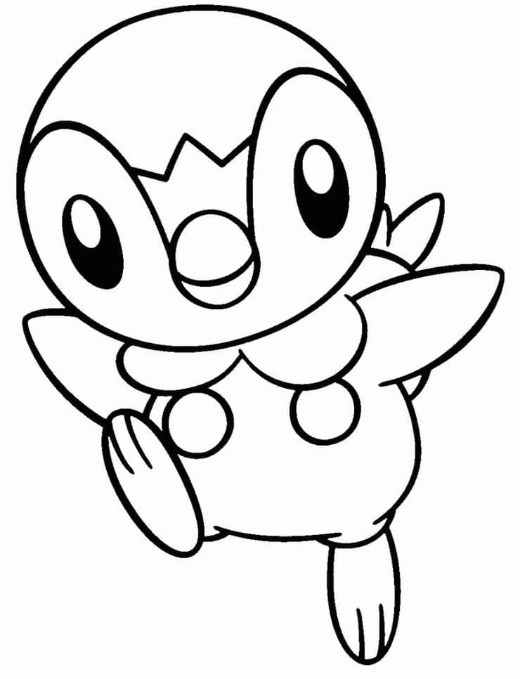 Desenho de Piplup Grátis para Crianças para Colorir e Pintar