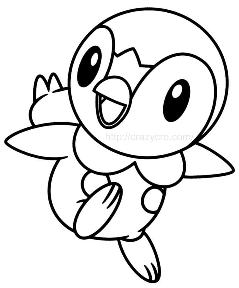 Desenho de Piplup Sorridente para Colorir e Pintar