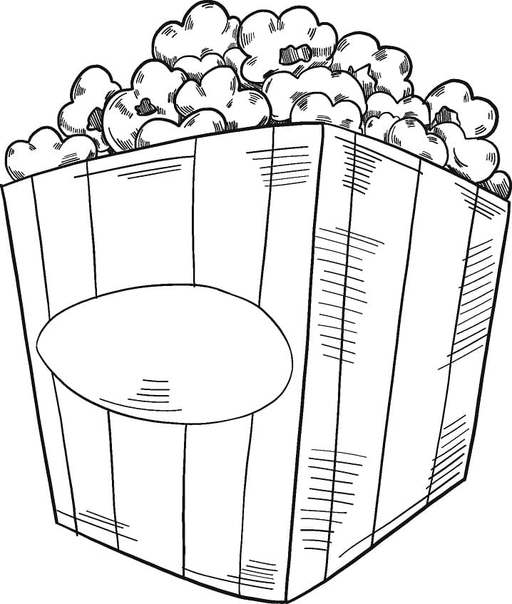 Desenho Grande Caixa de Pipocá para Colorear e Pintar