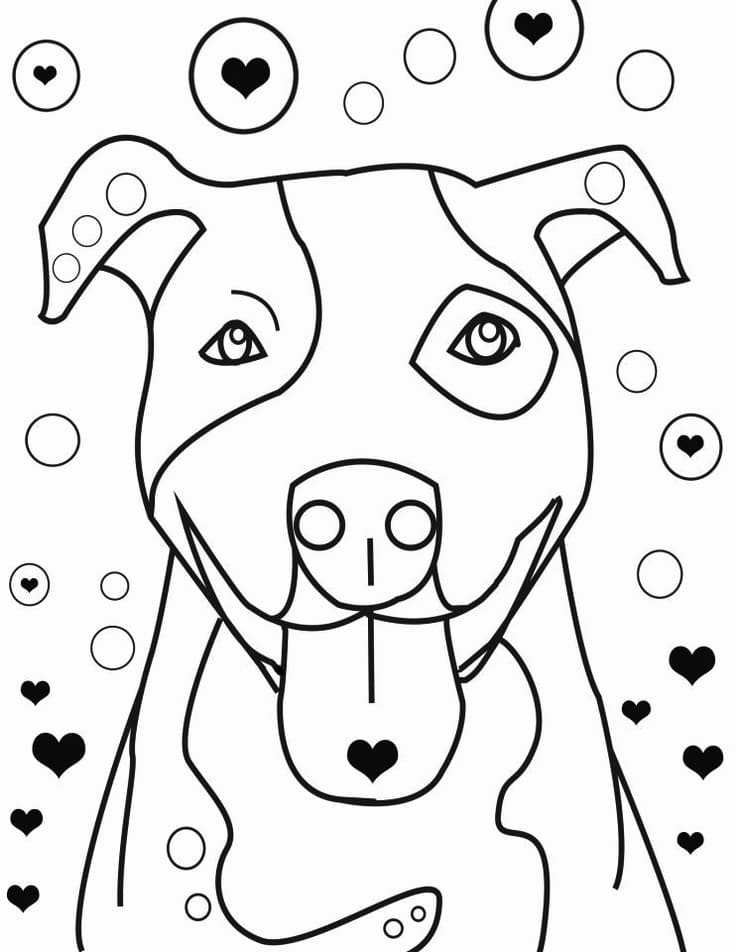 Desenho de Cão Pitbull Feliz para Colorir e Pintar