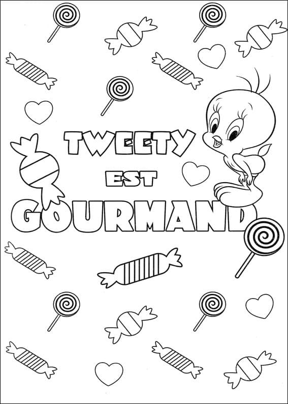 Desenho de Piu Piu com Borboletas para Colorir e Pintar