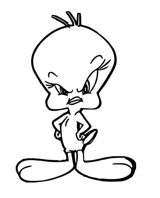 Desenho de Piu Piu com Ovo de Páscoa para Colorir e Pintar