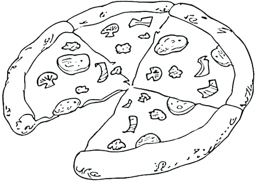 Desenho de Deliciosa Pizza com Borda Recheada para Imprimir e Pintar