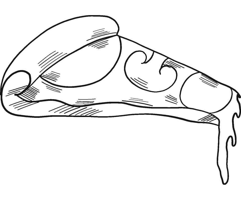 Desenho de Pizza de Marguerita para Colorir e Pintar