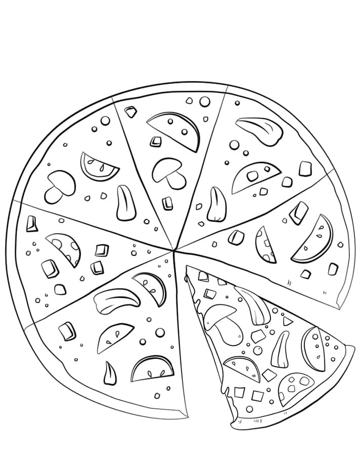 Desenho de Pizza de Queijo para Colorir e Pintar